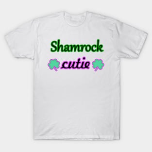 Shamrock Cutie Green and Pink Graphic Design T-Shirt